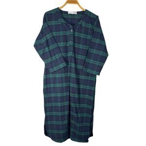 The Vermont Country Store Plaid Flannel Nightshirt Small